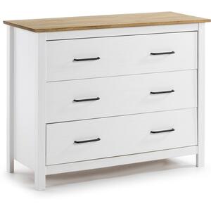 Miranda Three Drawer Chest - Matt White / Waxed Pine by Andrew Piggott Contemporary Furniture