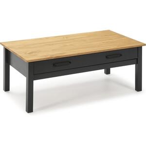 Miranda Painted Wood Coffee Table - Matt Blue / Waxed Pine