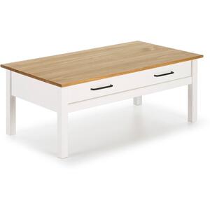 Miranda Painted Wood Coffee Table - Matt White / Waxed Pine by Andrew Piggott Contemporary Furniture