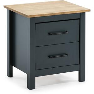 Miranda Painted Wood Night Table (Pair) - Matt Blue / Waxed Pine