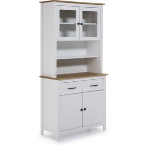 Miranda Painted Wood Display Dresser - Matt White / Waxed Pine