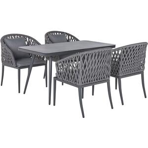 Dining Set 4 Seater Glass Grey LIPARI by Beliani