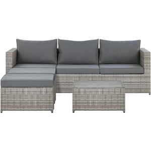 Lounge Set SABBIA PE Rattan Light Grey Left Hand 5 Seater by Beliani