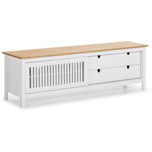 Bruna Painted Wood TV Cabinet - Matt White and Natural Finish