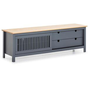 Bruna Painted Wood TV Cabinet - Matt Grey and Natural  Finish by Andrew Piggott Contemporary Furniture