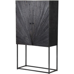 Sunburst Textured Dark Grey Mango Wood Drinks Cabinet 