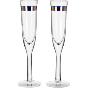 Hand-Blown Champagne Glass 170ml - Set of 2 - with Copper Gold Accent