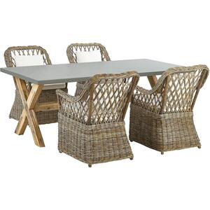 Dining Set 4 Seater Concrete Light Wood MAROS/OLBIA by Beliani