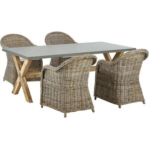 Dining Set 4 Seater Concrete Light Wood SUSUA/OLBIA by Beliani