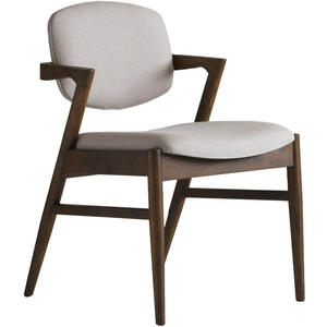 Magnus Iconic Zig Zag Dark Wood Dining chair in Cream Linen Fabric