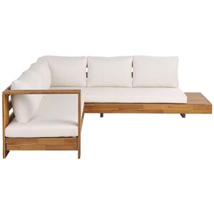 Lounge Set MARETTIMO Acacia Wood Off-White Left Hand 5 Seater by Beliani