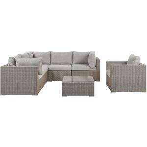 Contare Outdoor 3 Piece Modular Rattan Sofa Set in Light Brown or Taupe