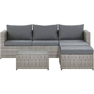 Sabbia 5 Seater Faux Rattan Garden Sofa Set in Light Grey