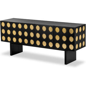 Montana Deco Geometric 4 Door Sideboard - Black & Brushed Brass