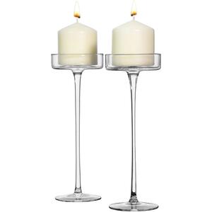 Clear Glass Tall Candle Holder 25cm - Set of 2