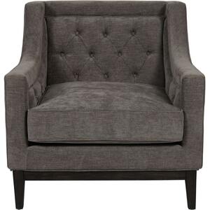 Roosevelt Buttoned Occasional Armchair in Warm Grey Fabric