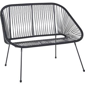 Bench PE Rattan 114 cm Black ACAPULCO by Beliani