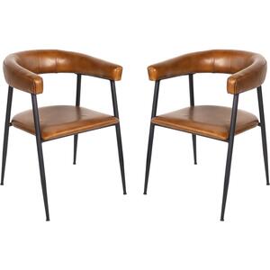 Pair of Churchill Leather Dining Chairs in Cognac by The Arba Furniture Company