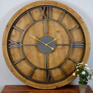 Oversized Large Wooden Roman Numerals Wall Clock