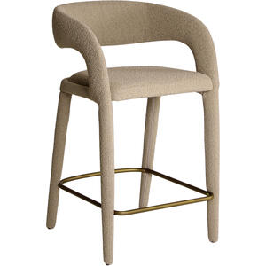 Knox Curved Bar Stool in Natural Ecru Boucle 