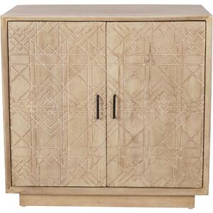 Geometric Carved 2 Door Wooden Cabinet