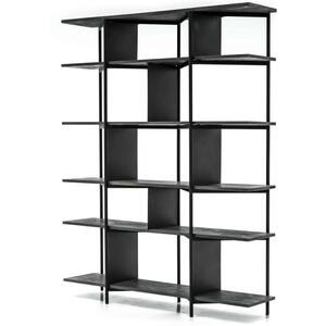 Bronx Black Acacia Wood Modern Bookcase / Shelving Unit