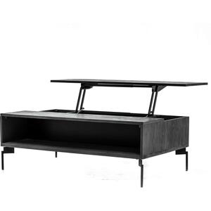 Bronx Black Acacia Wood Modern Coffee Table with Motion Top Mechanism