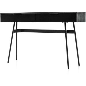 Bronx Black Acacia Wood Modern Console Table 2 Drawers