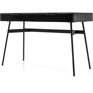 Bronks Black Acacia Wood Modern Desk 2 Drawers