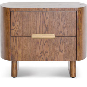 Lettos Mid-Century 2 Drawer Bedside Table in Silver Black Oak or Brushed Brown Oak