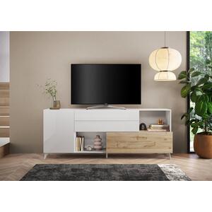 Moritz Large Sideboard - Gloss White and Cadiz Oak Finish