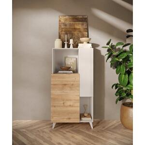 Moritz High Sideboard  - Gloss White and Cadiz Oak Finish 