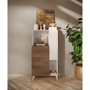 Moritz High Sideboard - Gloss White and Walnut  Finish