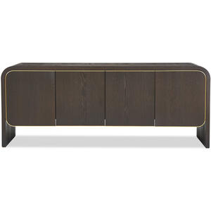 Walter 4 Door Sideboard in Dark Grey Oak or Natural Walnut and Brass Accent