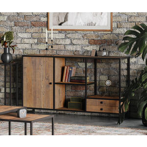 Ooki Reclaimed Wood & Black Steel Funky Open Console Table