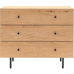 Forester Oak & Black Metal 3 Drawer Chest