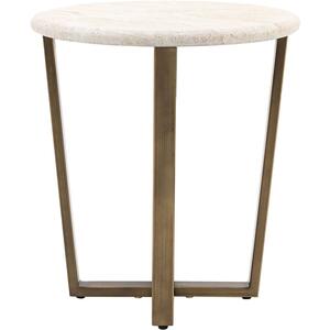 Moderna Travertine Effect & Brass Round Side Table