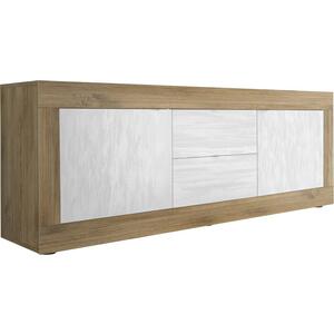 Jorgei Low TV/Sideboard Dark Oak and Snow White Textured Finish by Andrew Piggott Contemporary Furniture