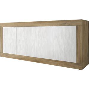 Jorgei Four Door Sideboard Dark Oak and White Textured Finish