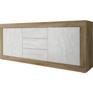 Jorgei Two Door Three Drawer Sideboard Dark Oak and White Textured Finish