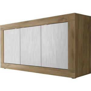 Jorgei Three Door Sideboard Dark Oak and  White Textured Finish