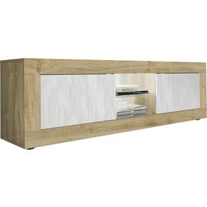 Jorgei Large TV Stand Light Oak and Snow White Textured Finish