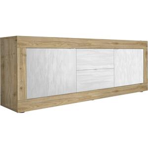 Jorgei Low TV/Sideboard Light Oak and Snow White Textured Finish by Andrew Piggott Contemporary Furniture