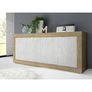 Jorgei Four Door Sideboard  Light Oak and White Textured Finish by Andrew Piggott Contemporary Furniture