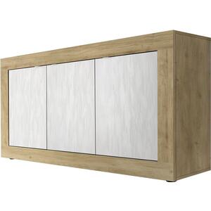 Jorgei Three Door Sideboard Light Oak and White Textured Finish