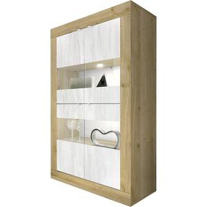 Jorgei Four Door Display Vitrine Light Oak and White Textured Finish with Optional Spotlight by Andrew Piggott Contemporary Furniture