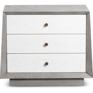 Otilia 3 Drawer Bedside Table in Silver Grey & White Saw Cut Finish