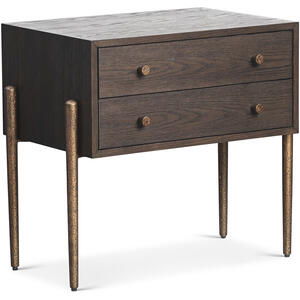 Nella 2 Drawer Bedside Table in Dark Brushed Brown or London Fog Grey