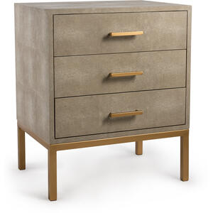 Jasper Large Faux Shagreen Bedside Table in Cream with 3 Drawers 