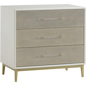 Alice Large Bedside table in Ivory Shagreen with 3 Drawers